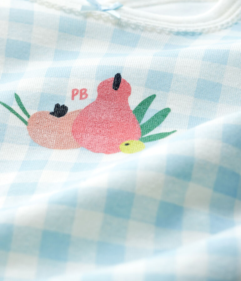 Baby-Strampler aus Baumwolle mit Vichy-Muster in Blau f&uuml;r M&auml;dchen weiss/blau