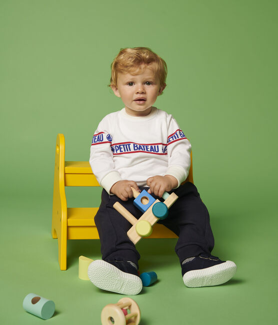 Baby-Sweatshirt aus Molton für Jungen weiss MARSHMALLOW