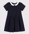 Kurzärmeliges Kinder-Kleid aus einfarbiger Baumwolle  blau SMOKING