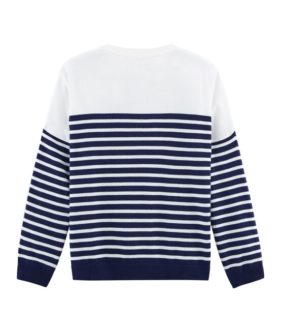 Damenpullover blau SMOKING/weiss MARSHMALLOW