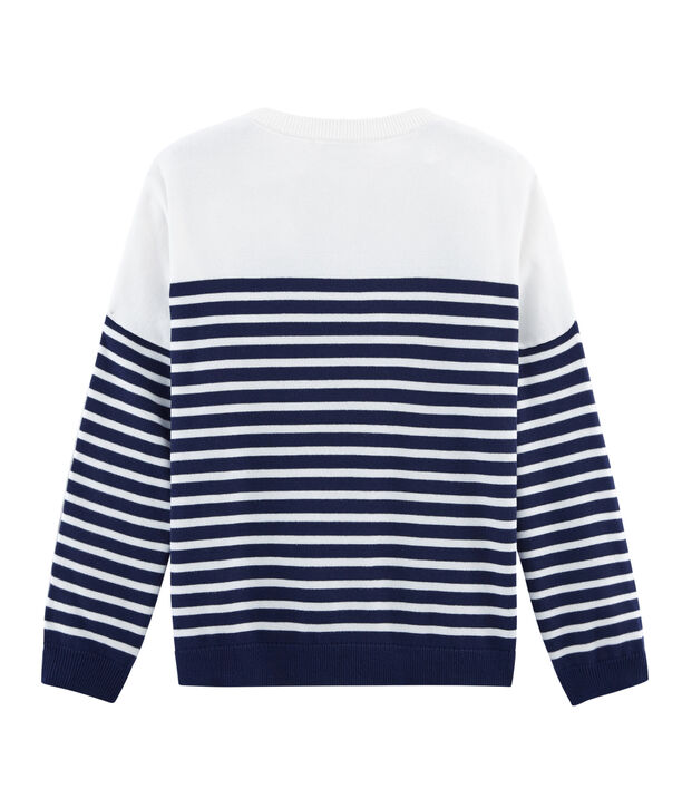 Damenpullover blau/weiss