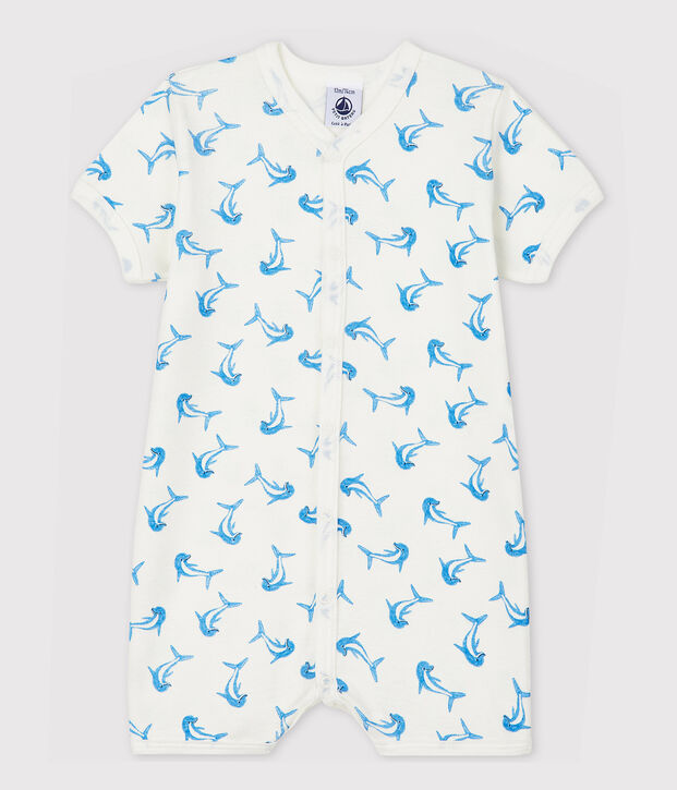 Baby-Einteiler aus Baumwolle mit Delfin-Motiv weiss/vielfarbig