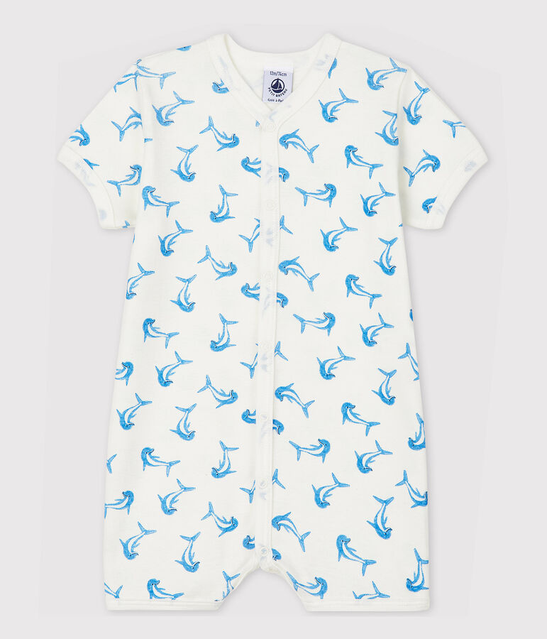 Baby-Einteiler aus Baumwolle mit Delfin-Motiv weiss/vielfarbig
