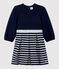 Kinderkleid aus Baumwolle für Mädchen blau SMOKING/ MARSHMALLOW ARGENT BRILLANT