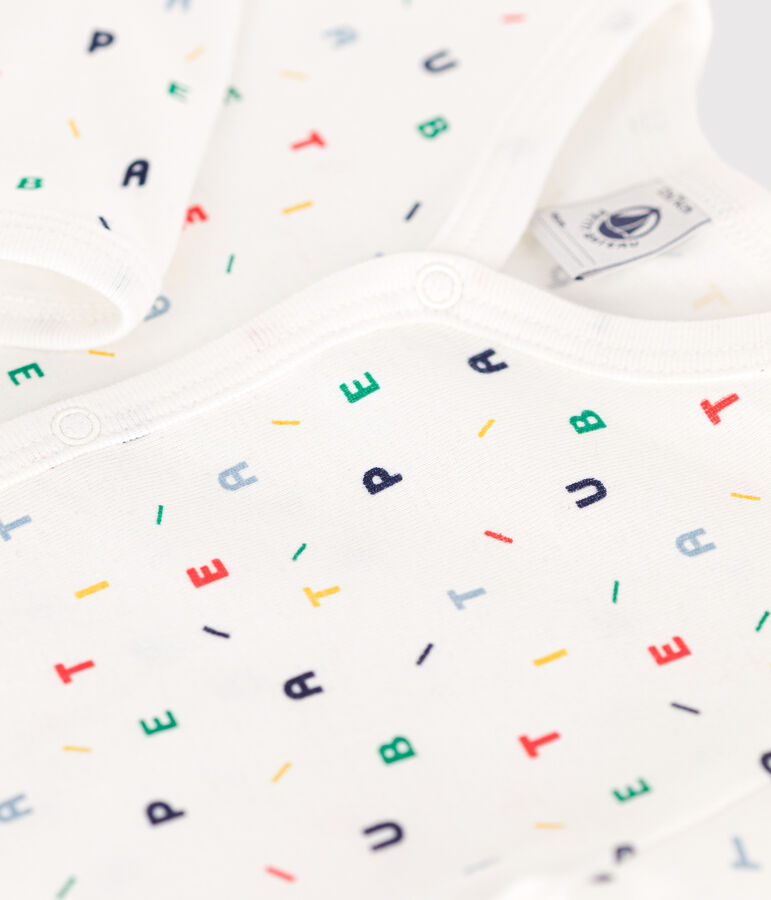 Strampler ohne F&uuml;&szlig;chen aus Baumwolle weiss/vielfarbig