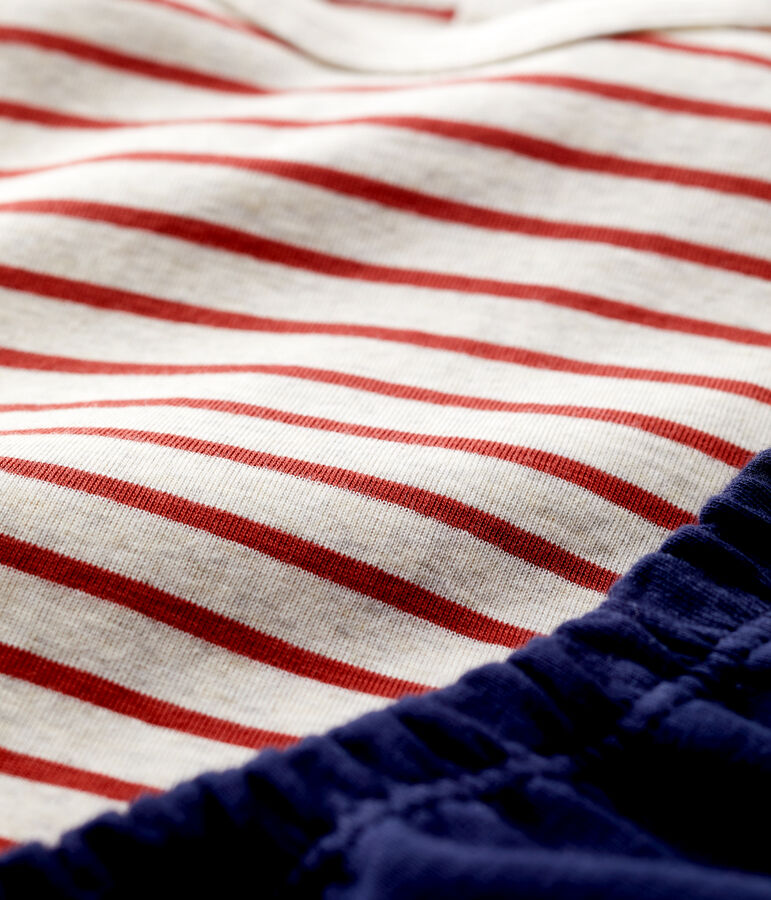 Zweiteiliges Baby-Set aus Bio-Baumwolle mit Streifenmuster beige/braun