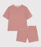 Damen-Pyjama bestehend aus kurzer Hose und T-Shirt aus gestreifter Baumwolle FAMEUX/ MARSHMALLOW