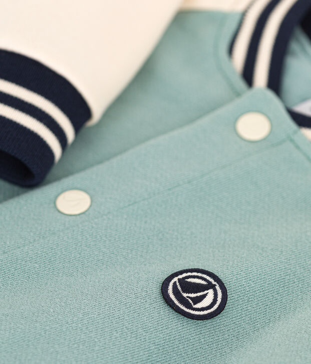 Kinder College-Jacke aus Molton f&uuml;r Jungen gr&uuml;n/naturfarben