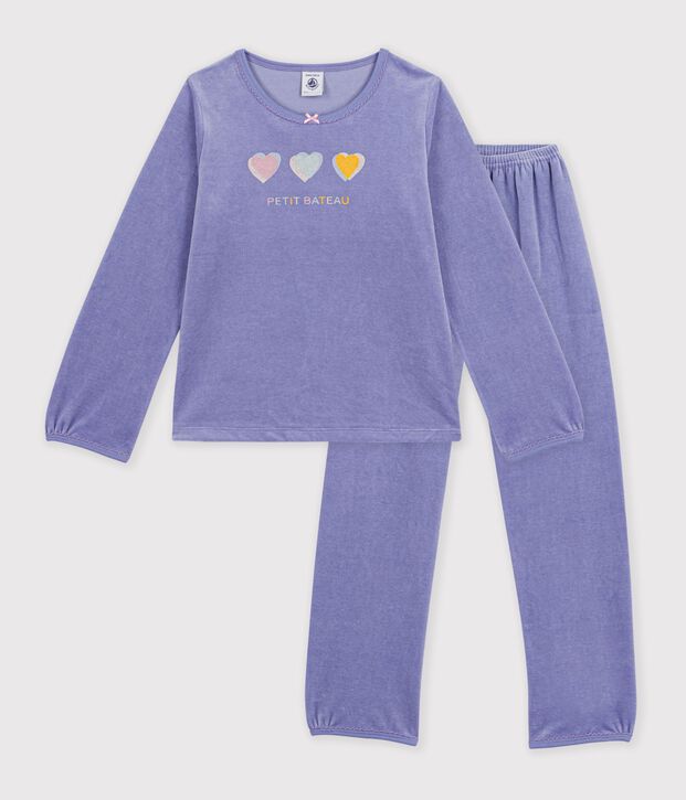Kinder-Pyjama aus Nicki mit Herzmotiv violett