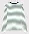Damen-T-Shirt aus Baumwolle mit Rundhalsausschnitt weiss MARSHMALLOW/grün VALLEE