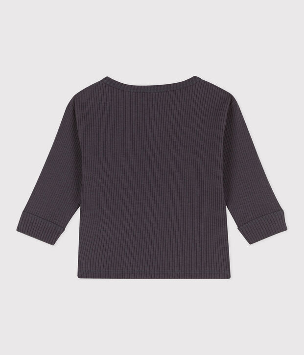 Lang&auml;rmeliges Baby-T-Shirt aus Rippstrick grau