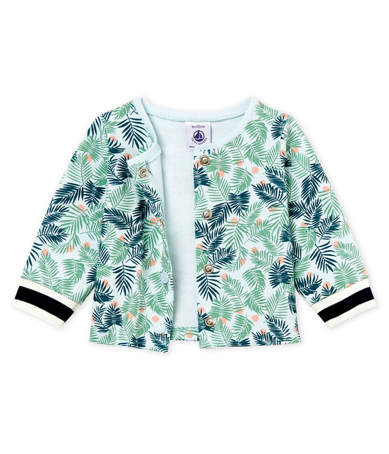 Gemusterter baby-strick-cardigan mädchen blau BOCAL/weiss MULTICO