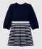 Kinderkleid aus Baumwolle für Mädchen blau SMOKING/ MARSHMALLOW ARGENT BRILLANT
