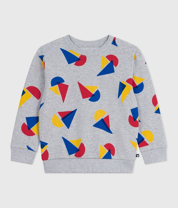 Kinder-Sweatshirt aus gemusterter Baumwolle grau/vielfarbig