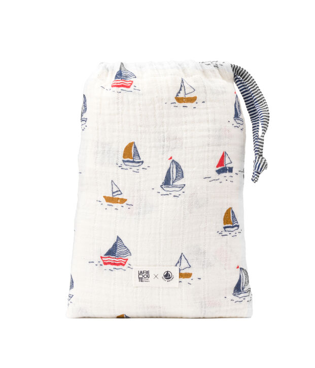 3er-Set Baby-Wickelt&uuml;cher mit Segelbooten und Ringelstreifen weiss/blau/vielfarbig