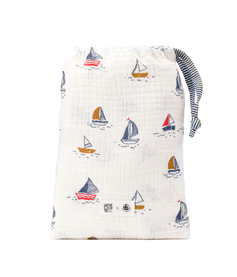 3er-Set Baby-Wickelt&uuml;cher mit Segelbooten und Ringelstreifen weiss/blau/vielfarbig