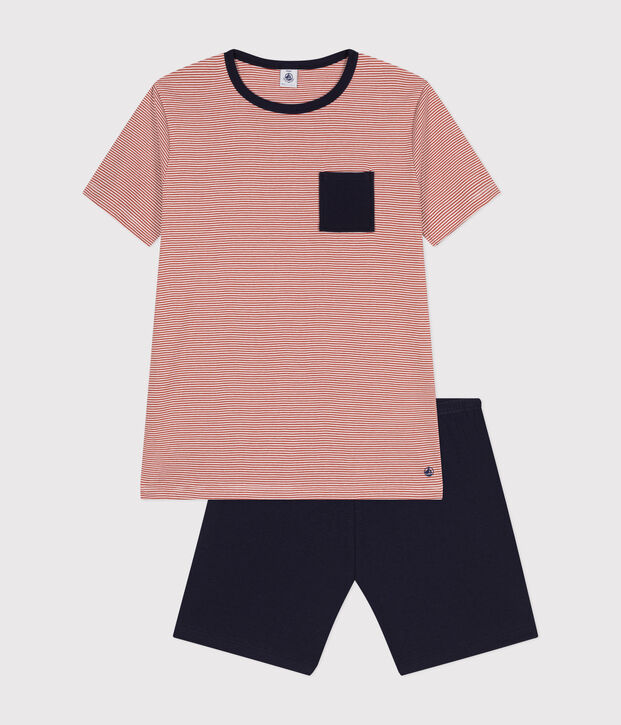 Kurzer Kinderpyjama aus Baumwolle blau/vielfarbig