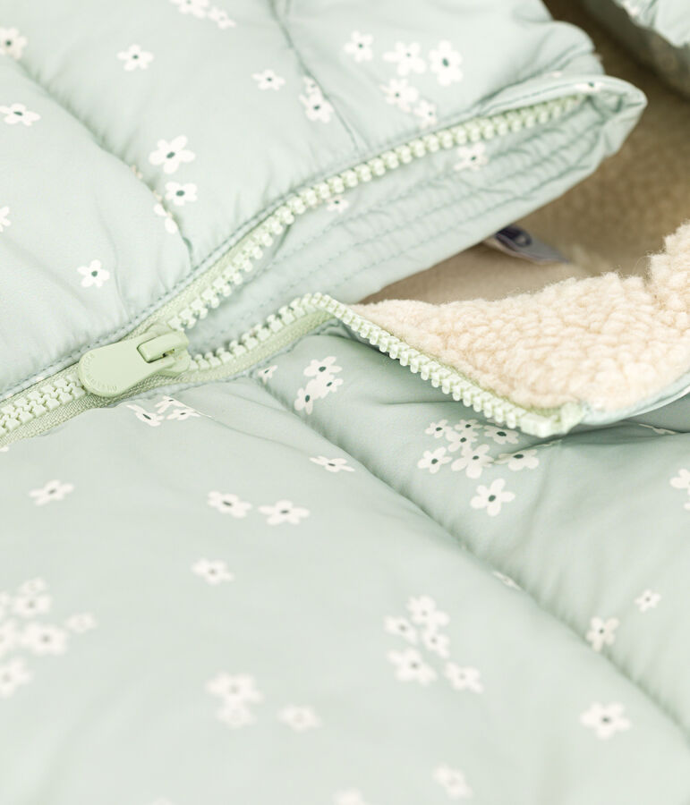 Kinder-Winterjacke mit einrollbarer Kapuze f&uuml;r M&auml;dchen gr&uuml;n/vielfarbig