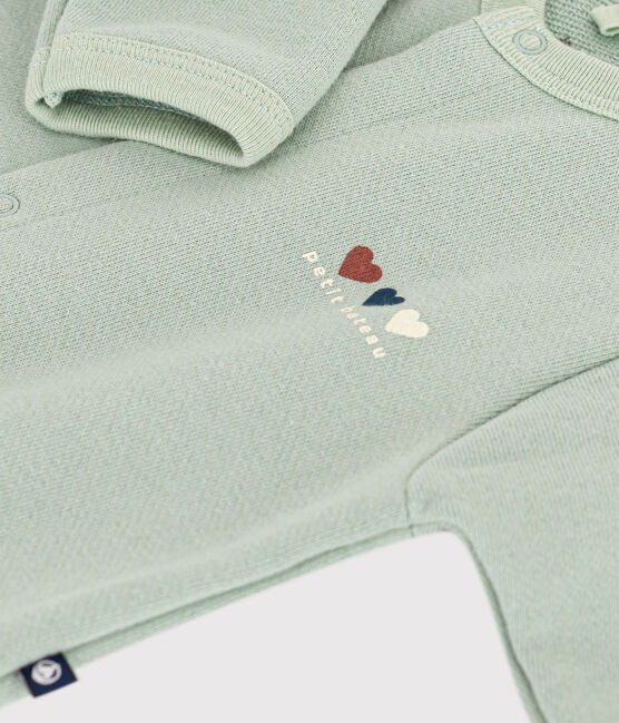 Langer Baby-Overall aus Molton grün HERBIER