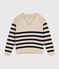 Damen-Pullover aus Wolle und Baumwolle weiss AVALANCHE/blau SMOKING