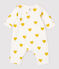 Langer Baby-Overall aus Bio-Baumwolle mit gelben Herzen für Mädchen weiss MARSHMALLOW/gelb OCRE