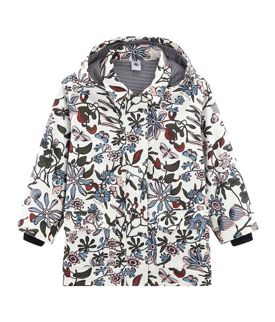 Gemusterte Regenjacke Mädchen weiss MARSHMALLOW/weiss MULTICO