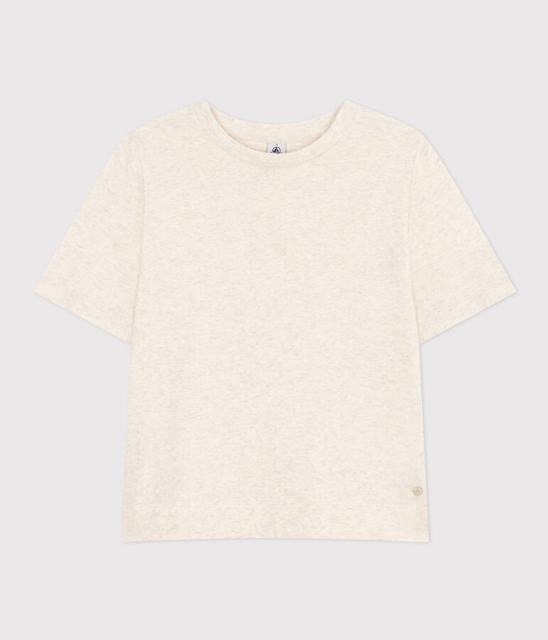 Damen-T-Shirt Le Boxy aus Baumwolle beige MONTELIMAR CHINE