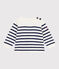 Baby-Pullover im Marine-Look aus Wolle und Baumwolle mit Streifen blau MARSHMALLOW/ SOIR