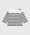 Baby-Pullover im Marine-Look aus Wolle und Baumwolle mit Streifen blau/blau