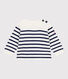 Baby-Pullover im Marine-Look aus Wolle und Baumwolle mit Streifen