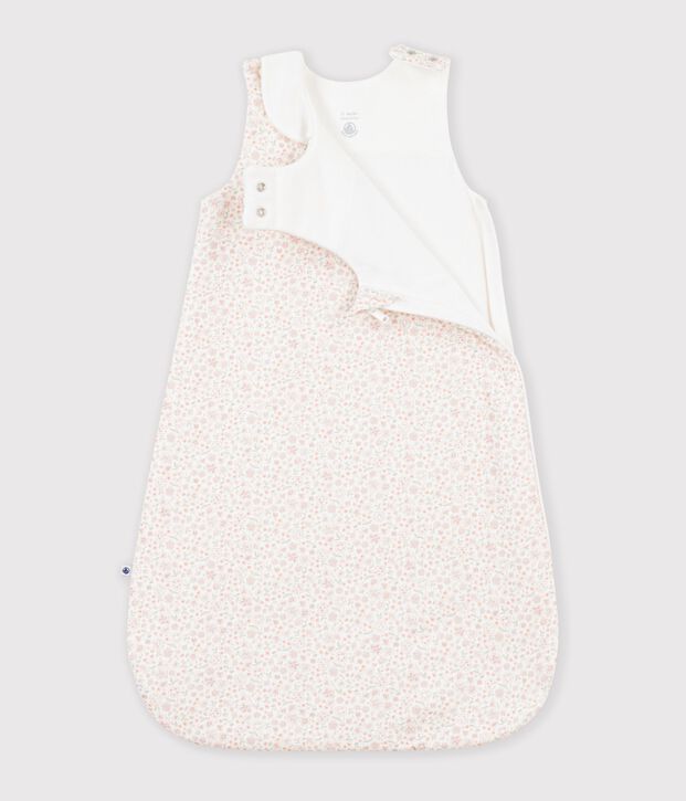 Babyschlafsack aus Baumwolle mit Blumenmotiv TOG-Wert 1,5 weiss/vielfarbig