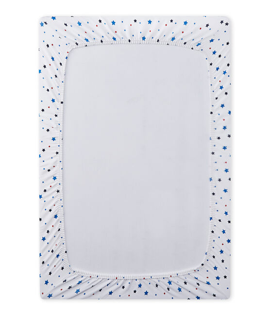 Baby-Jungen-Spannbetttuch mit Sternen-Print weiss ECUME/weiss MULTICO