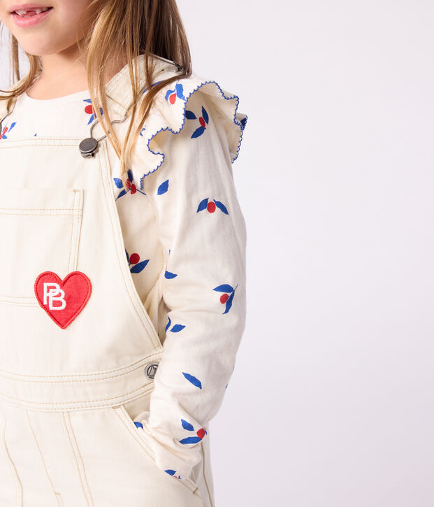 Lang&auml;rmeliges Kinder-T-Shirt aus bedruckter Baumwolle naturfarben/vielfarbig