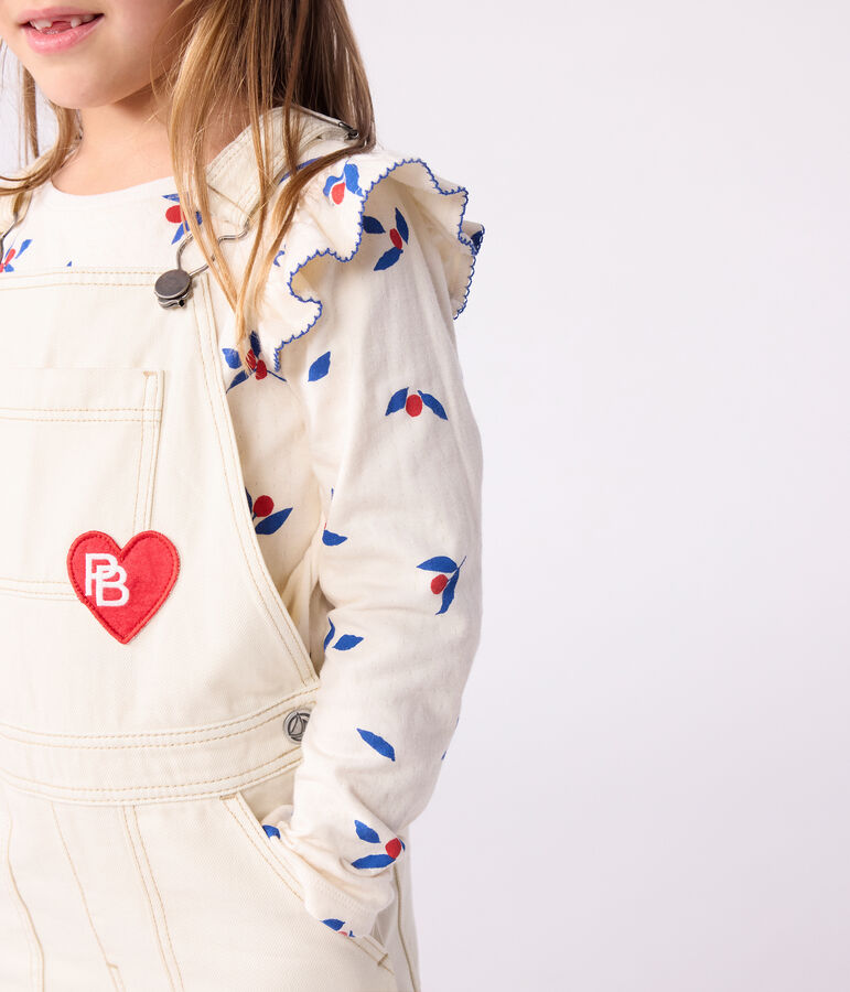 Lang&auml;rmeliges Kinder-T-Shirt aus bedruckter Baumwolle naturfarben/vielfarbig