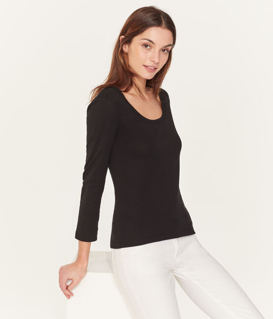 T-shirt 3/4-ärmel damen schwarz NOIR