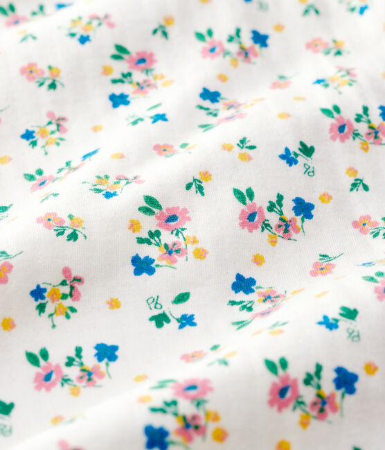 Baby-Strampler aus Doppeljersey mit Reißverschluss und Blumenmuster für Mädchen weiss MARSHMALLOW/weiss MULTICO