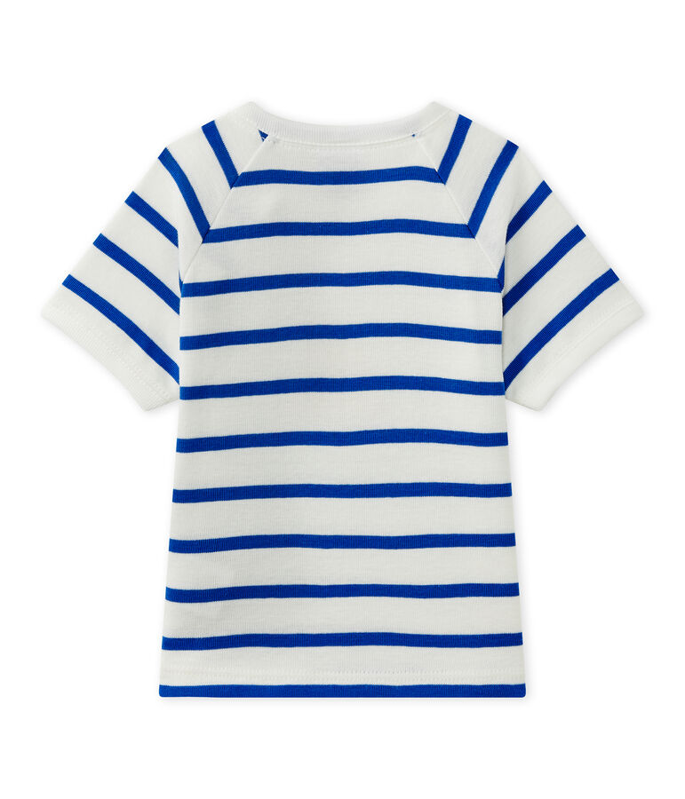 Baby-Jungen-Kurzarmshirt weiss/blau