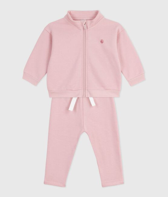 Baby-Set Sweatshirt und Hose aus einfarbiger Baumwolle rosa JOLI