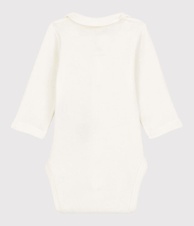 Baby-Body aus Bio-Baumwolle mit besticktem Kragen weiss