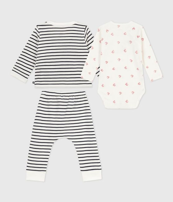 3-teiliges Baby-Set mit Matrosenstreifen und Body mit Schiff-Motiv weiss MARSHMALLOW/blau SMOKING