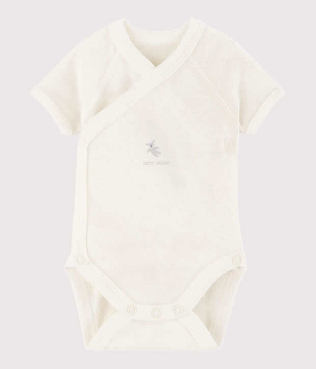 Kurz&auml;rmeliger Baby-Body in Wickelform M&auml;dchen/Jungen weiss