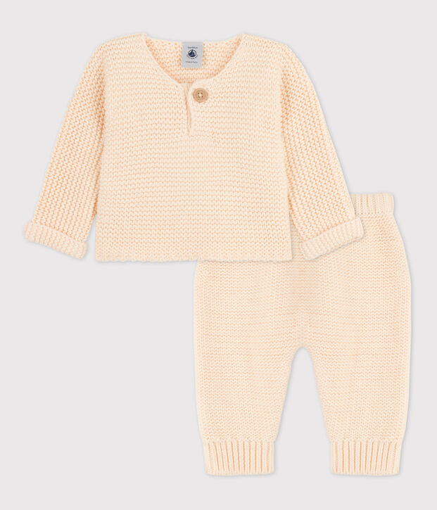 Zweiteiliges Baby-Set aus Baumwolle naturfarben