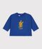 Lang&auml;rmeliges Baby T-Shirt aus einfarbiger Baumwolle mit Motiv blau