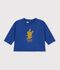 Lang&auml;rmeliges Baby T-Shirt aus einfarbiger Baumwolle mit Motiv blau