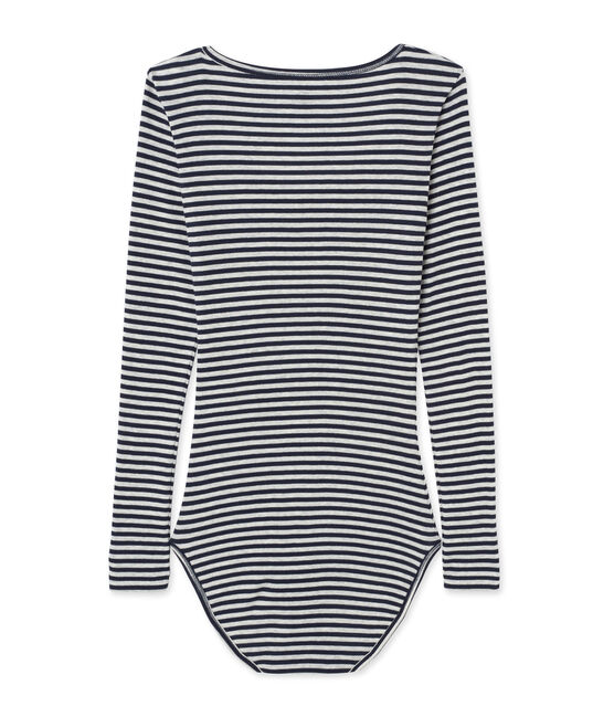 Damen-Body mit „Colette“-Streifenmuster blau SMOKING/grau BELUGA