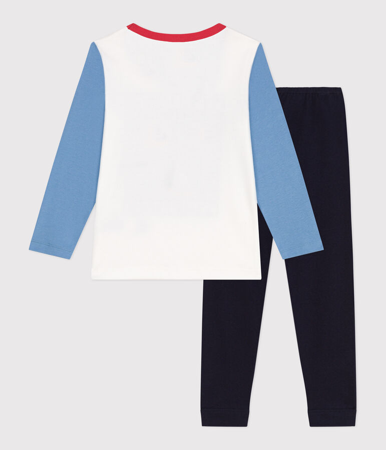 Lang&auml;rmeliger Kinder-Pyjama aus Baumwolle blau/vielfarbig