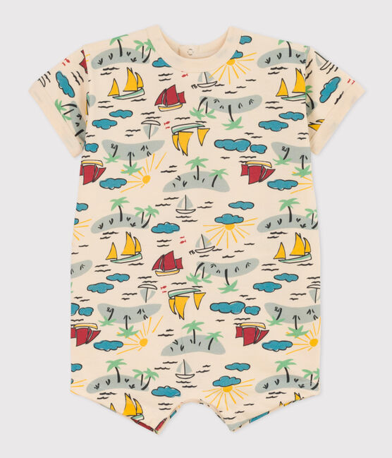 Baby-Kurzoverall aus bedrucktem Jersey weiss AVALANCHE/ MULTICO