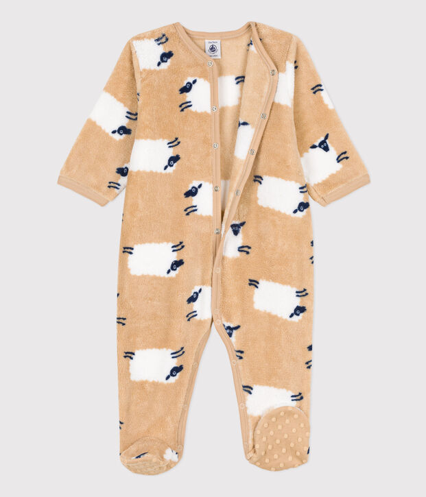 Strampler zum &Uuml;berziehen aus Fleece beige/vielfarbig