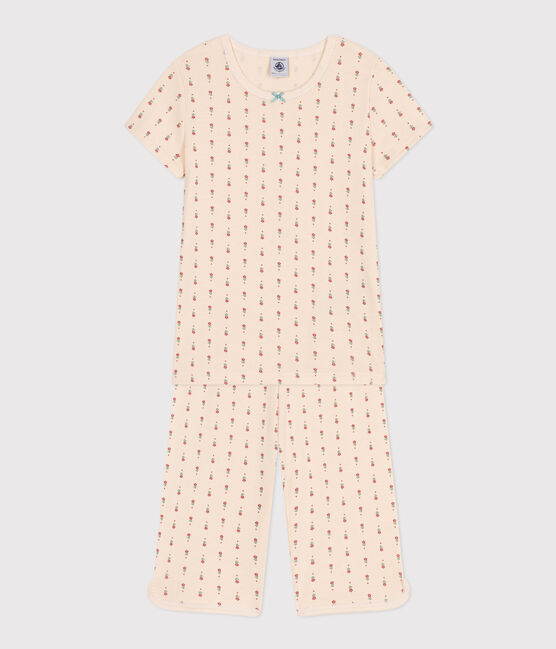 Kinder-Capripyjama aus Baumwolle mit Blumenmuster weiss AVALANCHE/ MULTICO