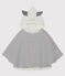Gestreiftes Baby-Cape aus Bio-Baumwolle mit Kapuze weiss MARSHMALLOW/blau SMOKING